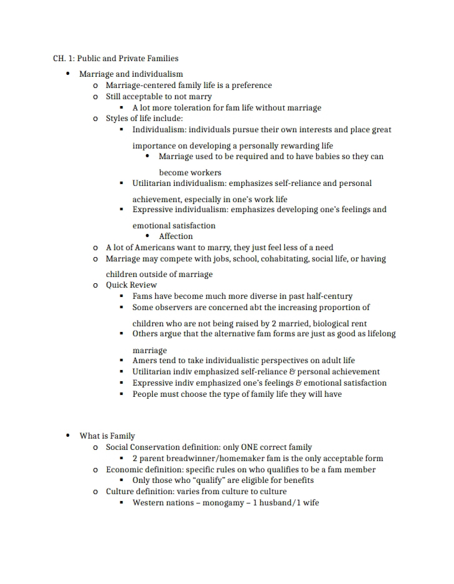 Notes Marriage and Family