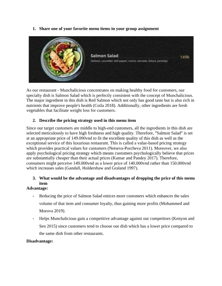 Salmon Salad Pricing Strategy Analysis