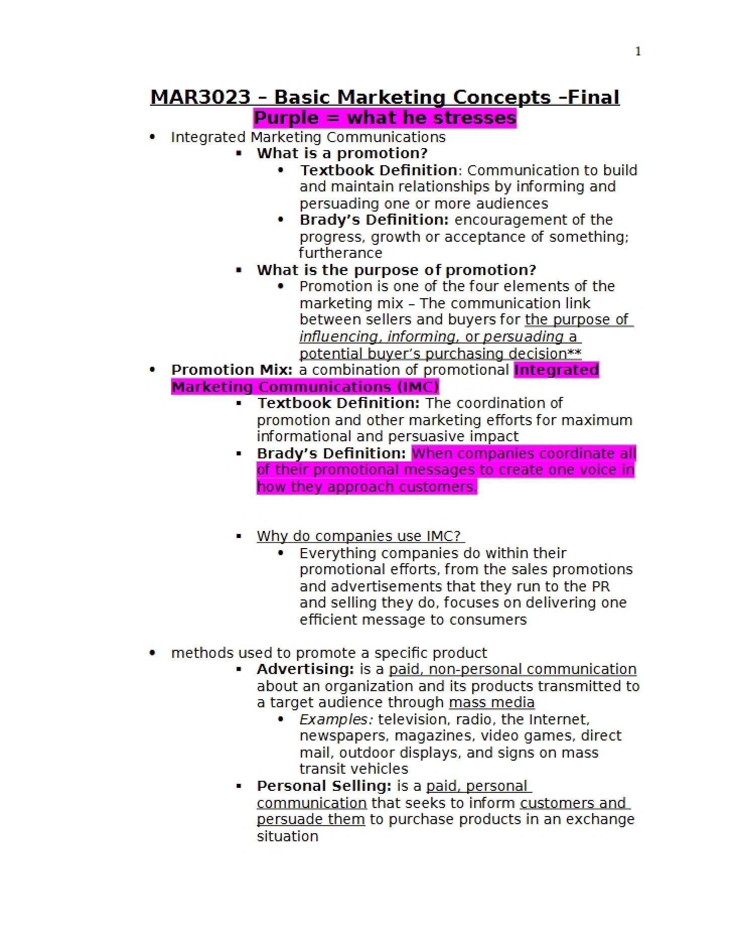 Concepts of Basic Marketing