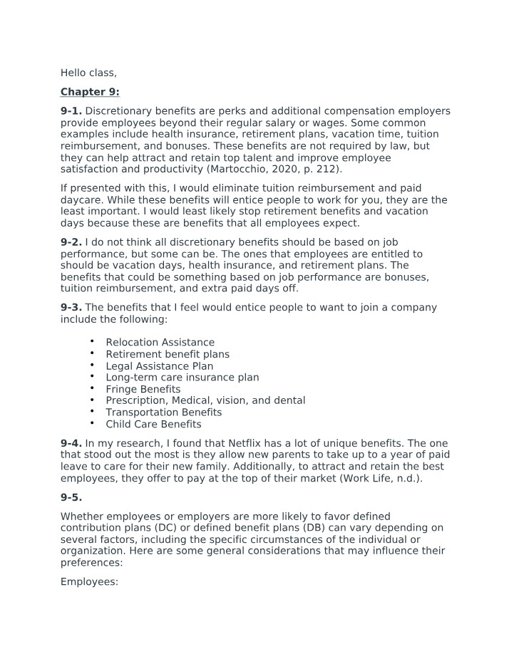 HR357 Notes - Chapters 9 & 10