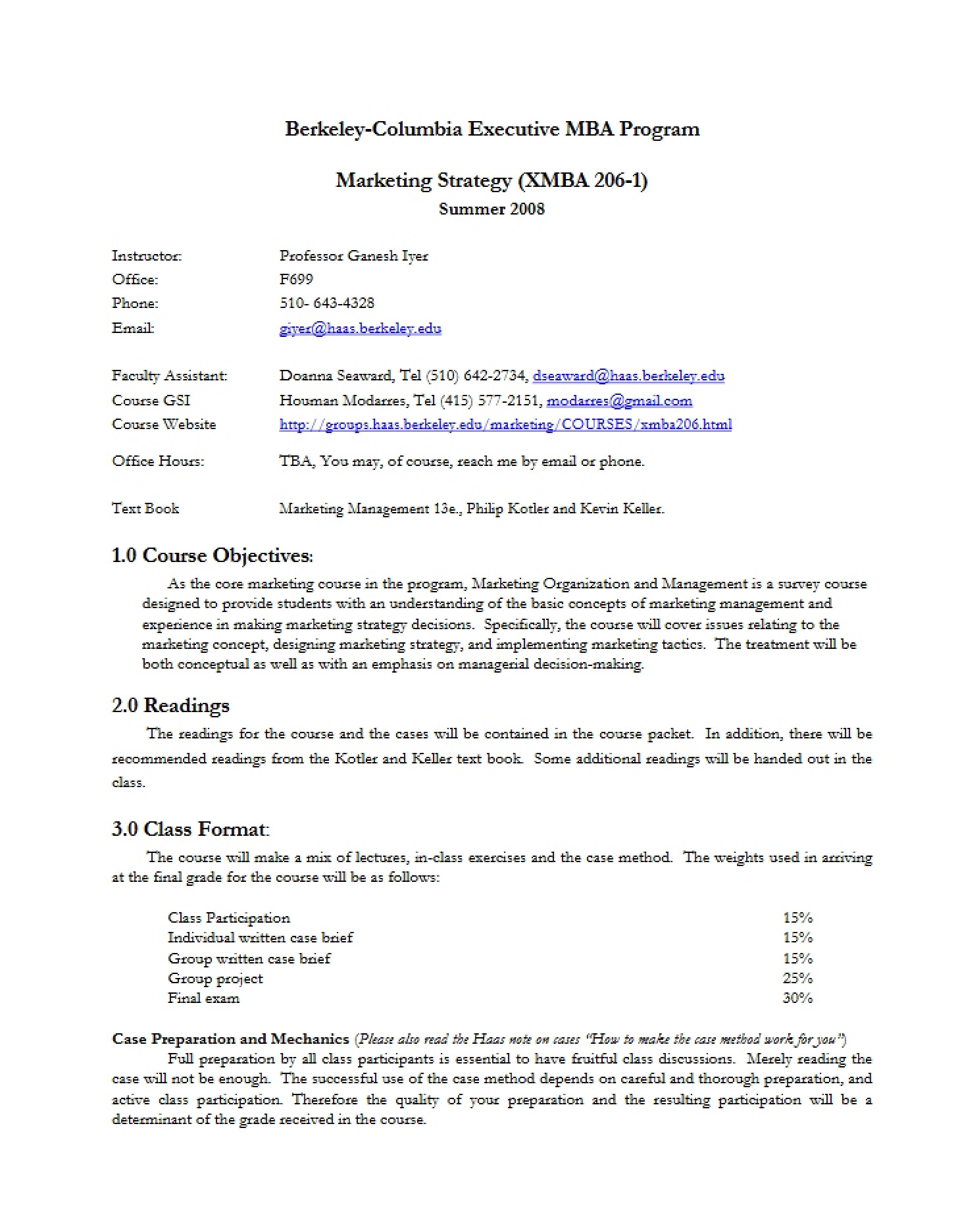 Course Outline and Syllabus