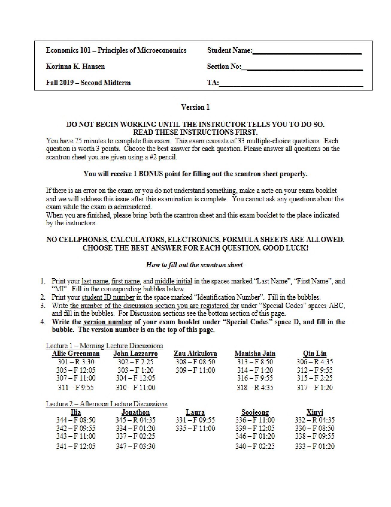 Second Midterm (Fall 2019)