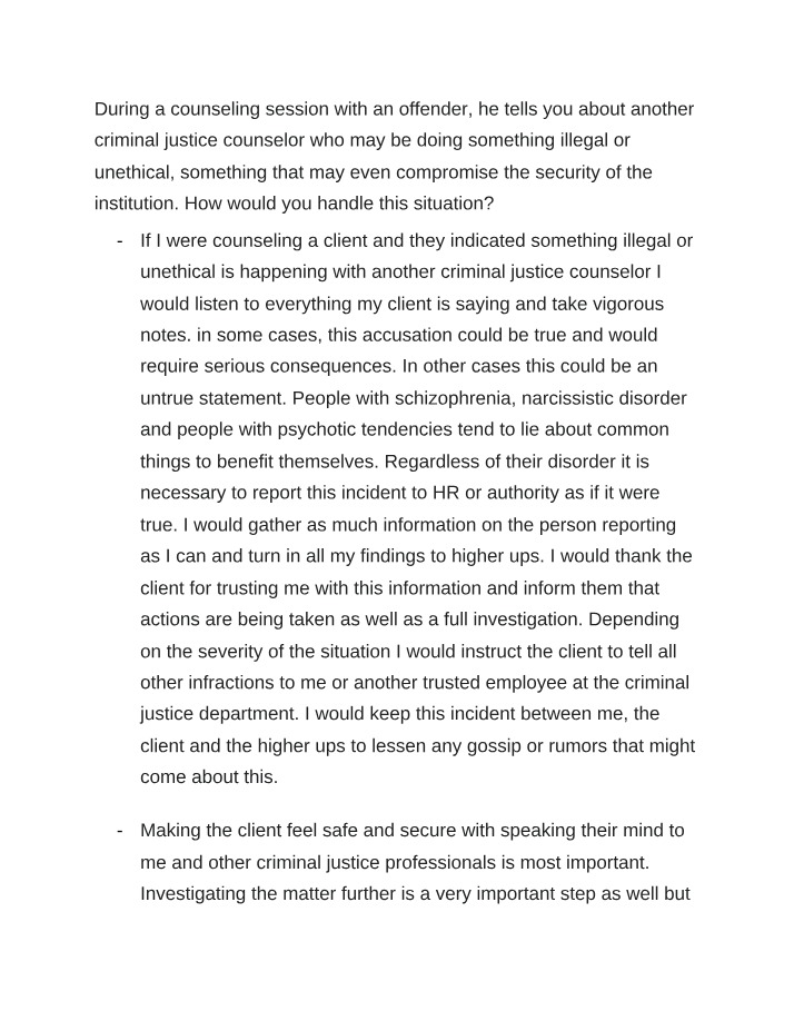 Illegal or Unethical Conduct