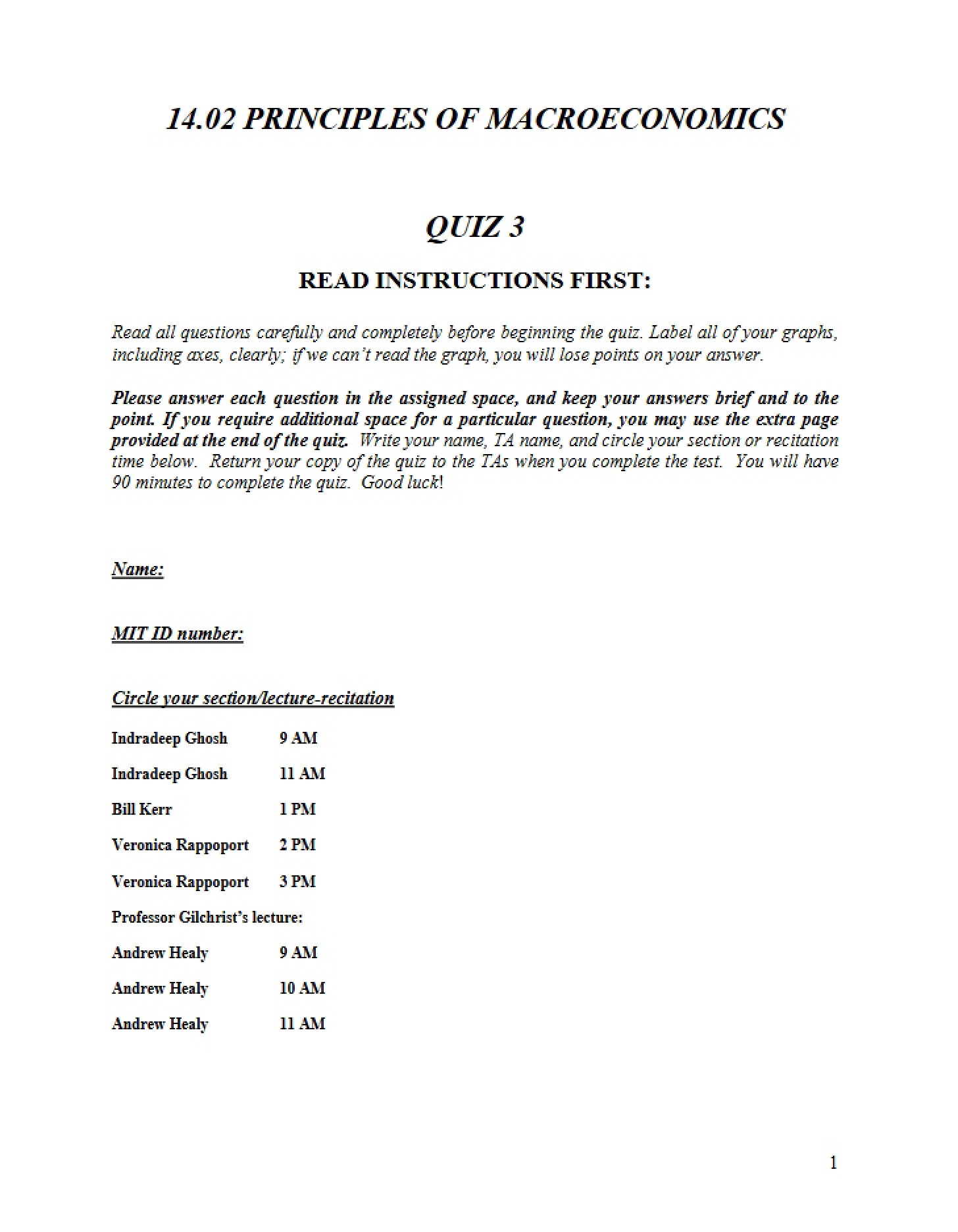 Third Quiz