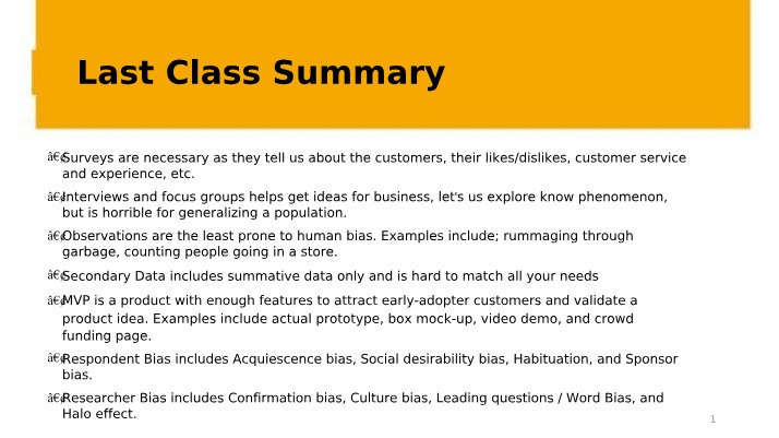 Summary of Business Analysis Tools