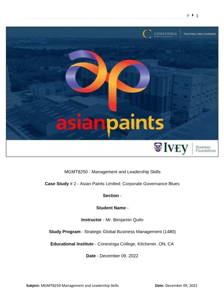 Asian Paints Limited - Corporate Governance Case Study