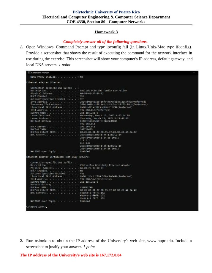 COE 4330 - Homework 3