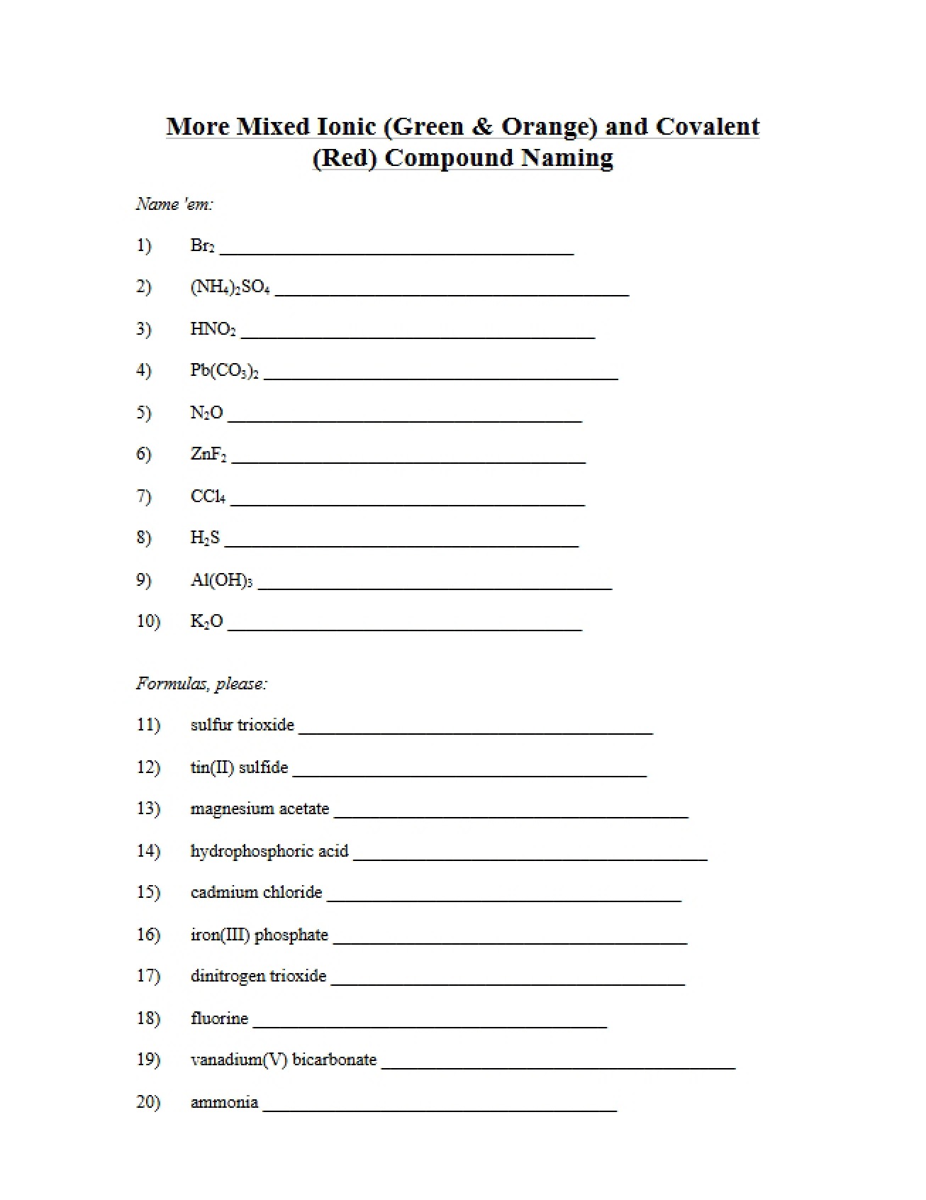 Guide to Naming Mixed Ionic and Covalent Compounds