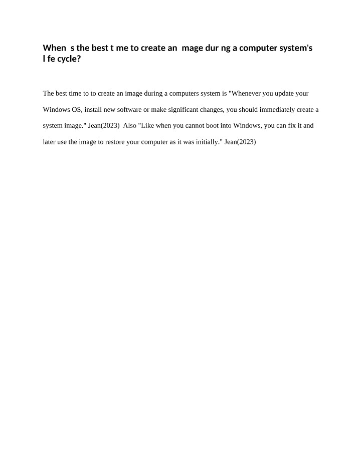 Creating a System Image in the Computer System Life Cycle