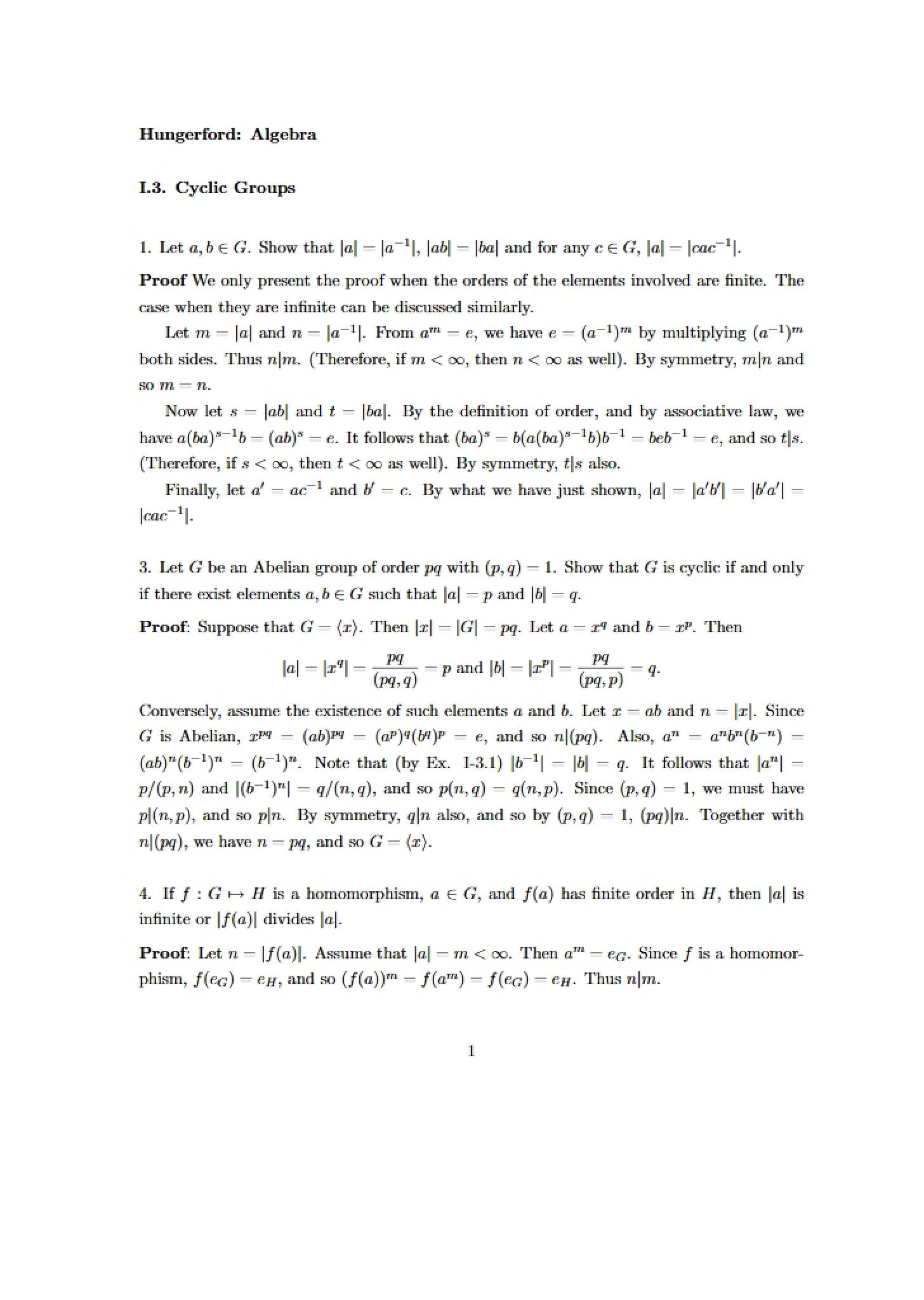 Groups Cyclic