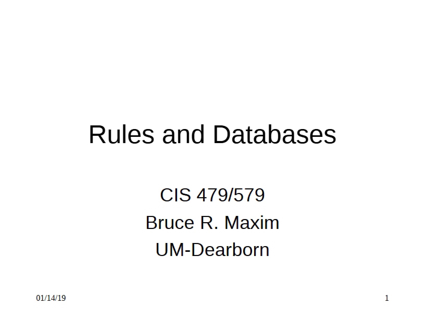 Databases and Rules