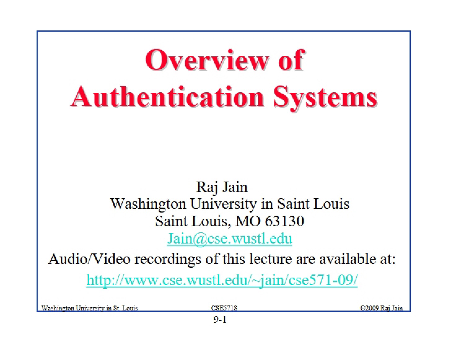 Authentication Systems An Overview