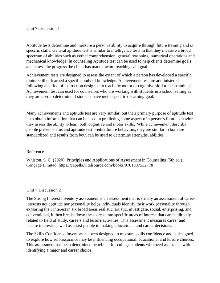 Aptitude and Achievement Tests - Assessing Skills
