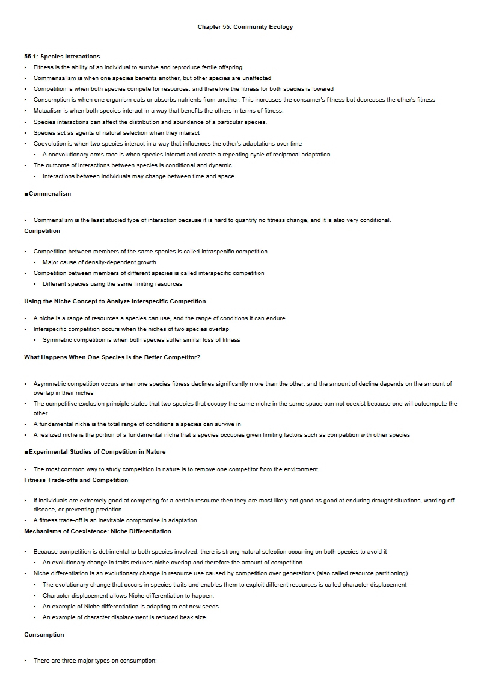 Community Ecology (Ch 55)
