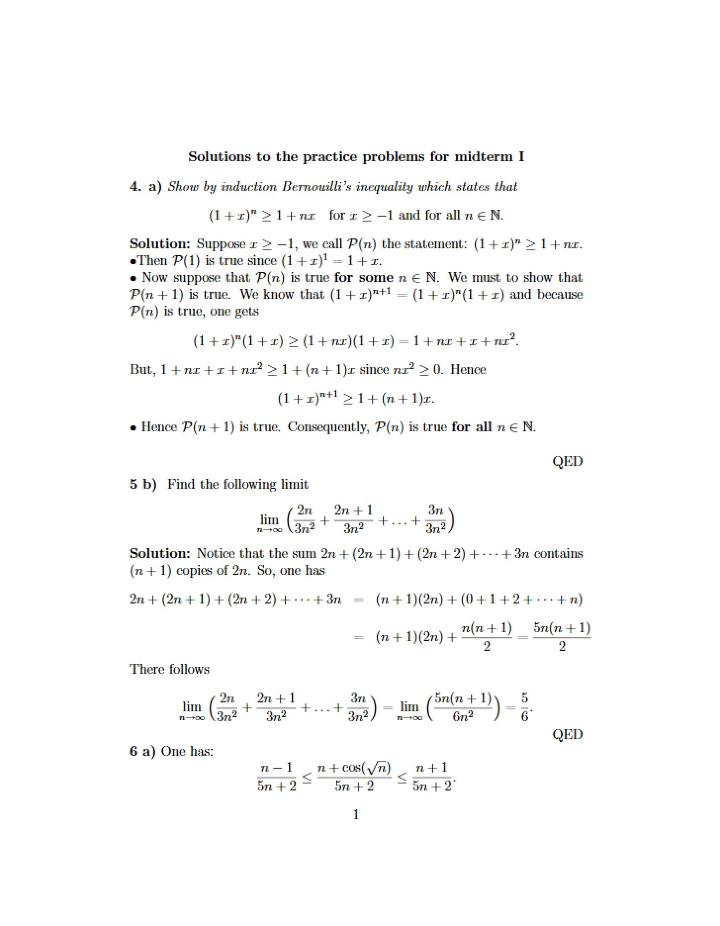 Midterm I Practice Solutions