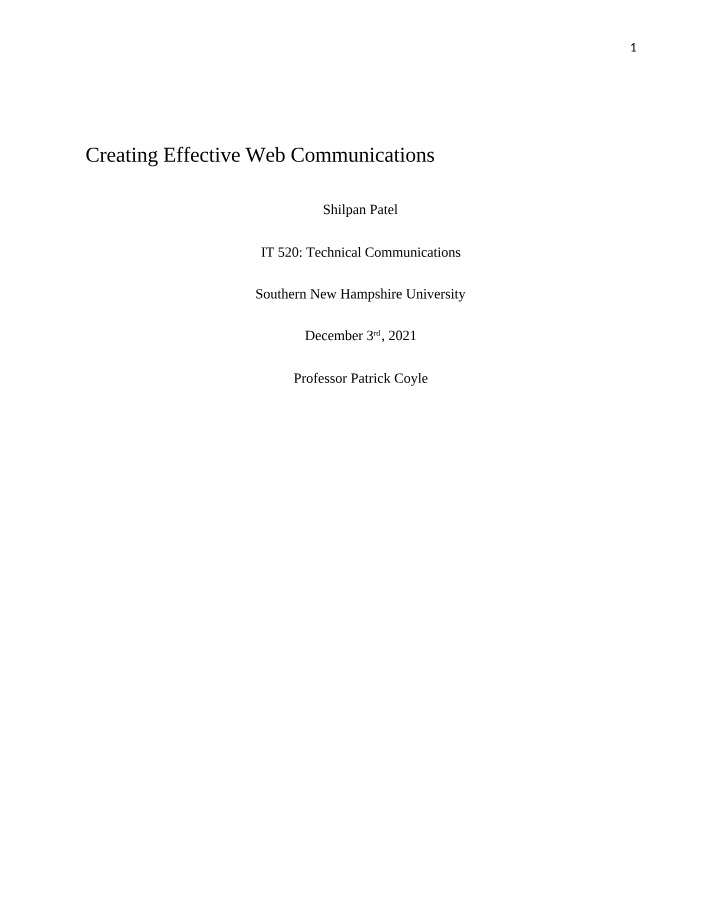 Effective Web Communications - Assignment 8