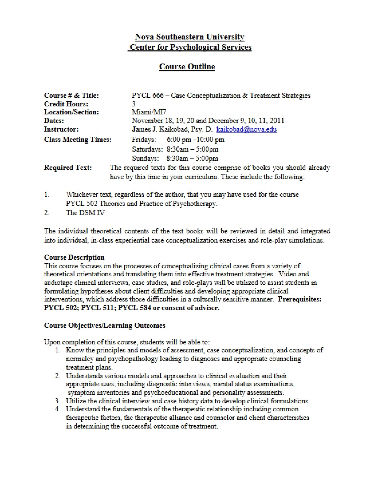 Case Conceptualization Outline