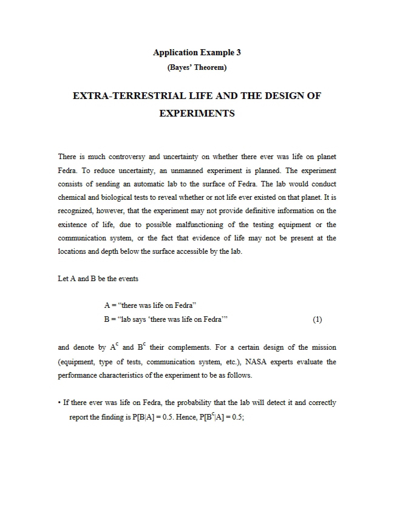 Design of Experiments and Extra-Terrestrial Life
