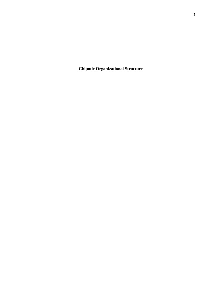 Organizational Structure of Chipotle