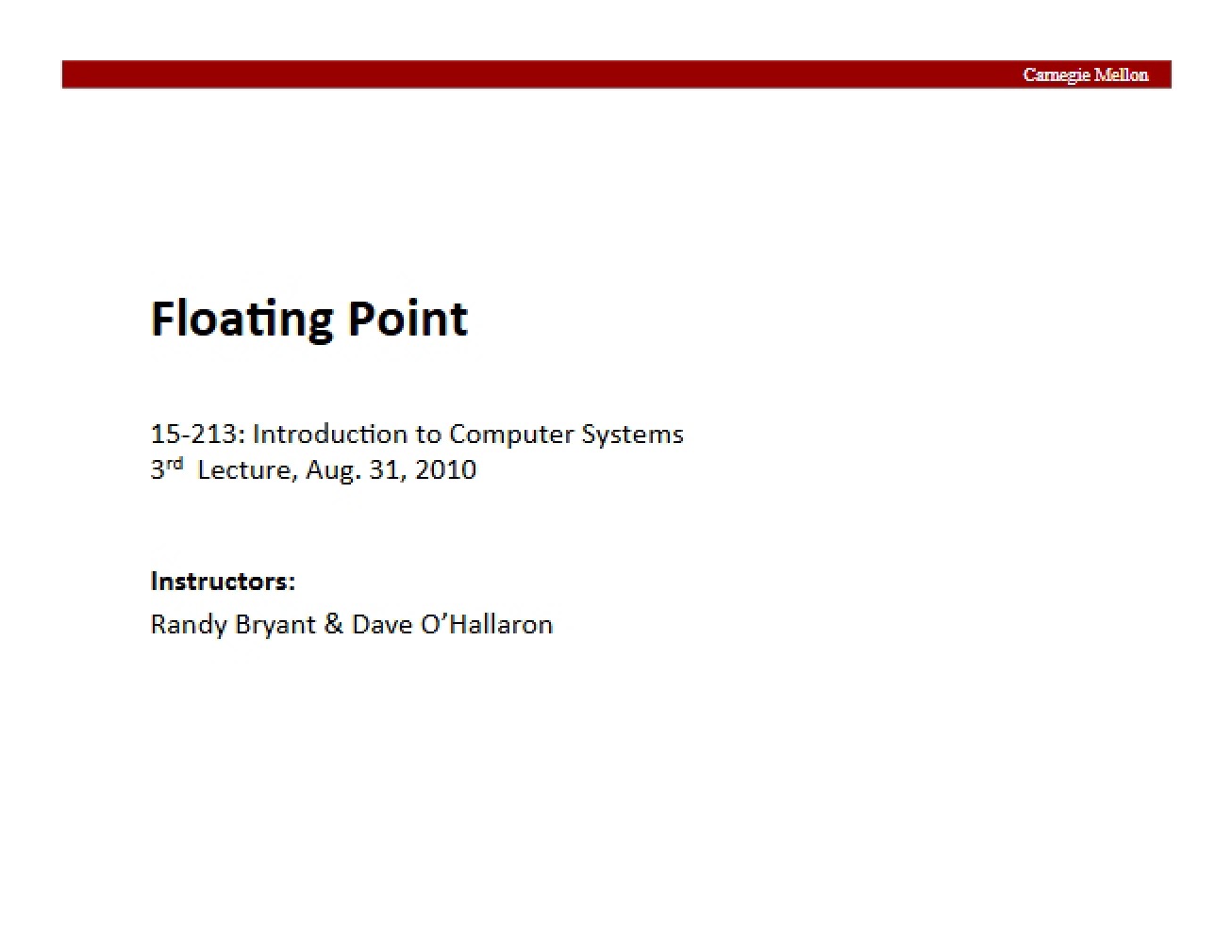 Floating Point Lecture Materials