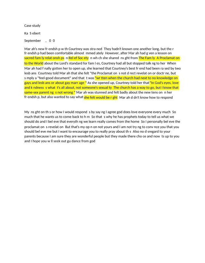 Sacred Family Relationships - A Case Study