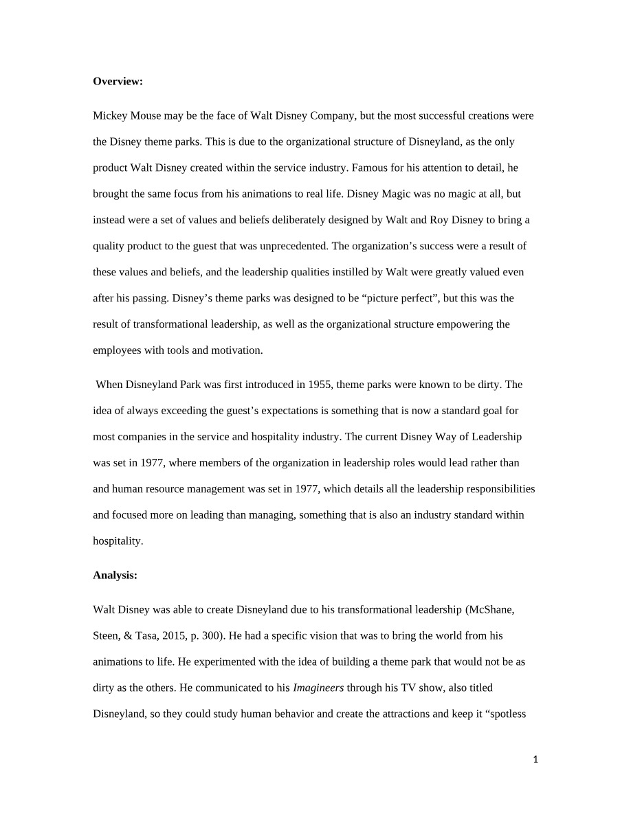 MHR405 - Disney Case Study