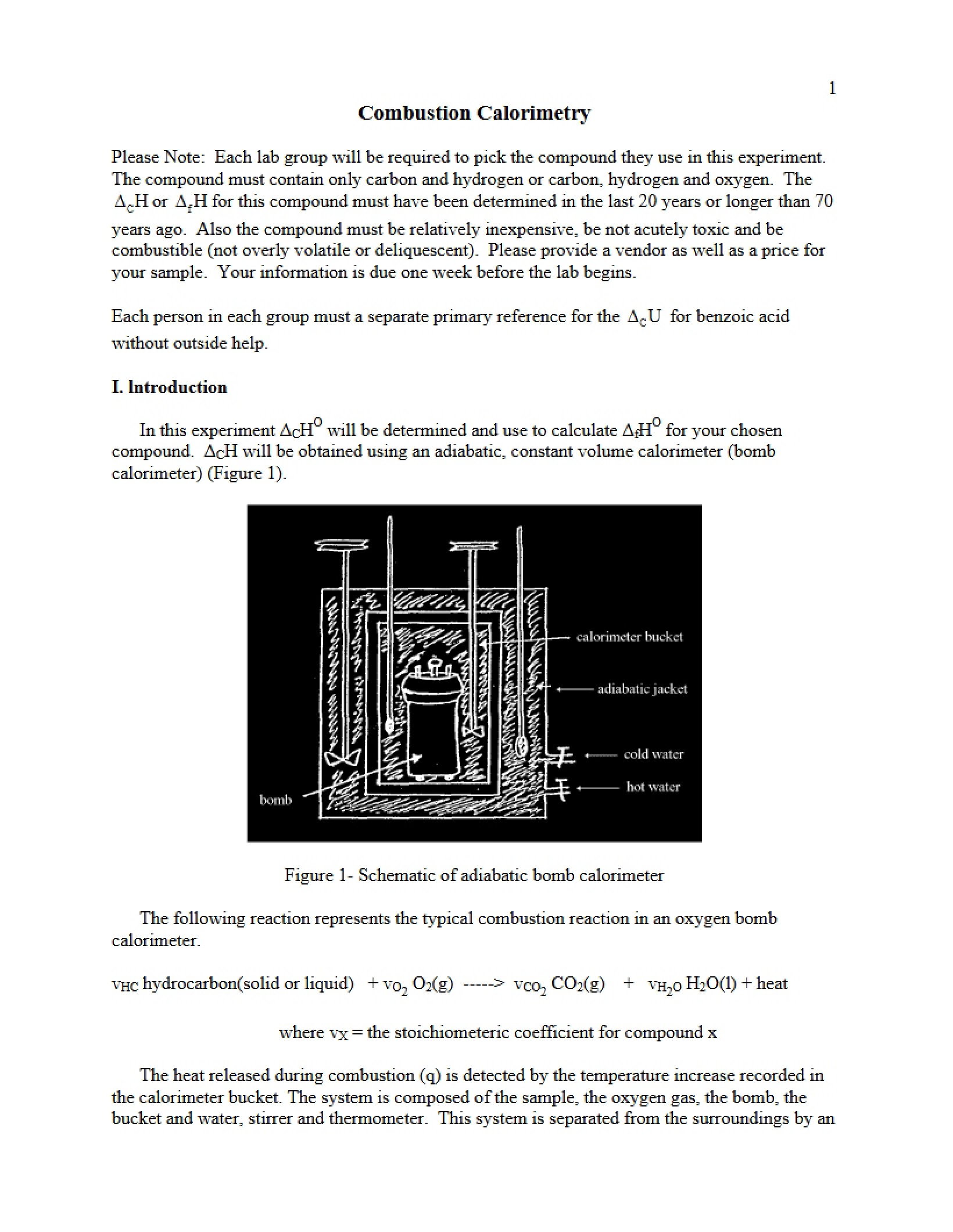Calorimetry of Combustion