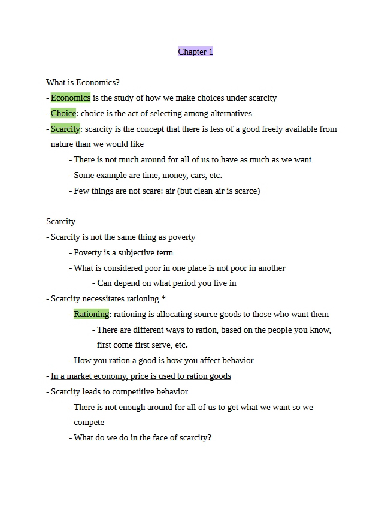 Guide to the First Chapter of Microeconomics