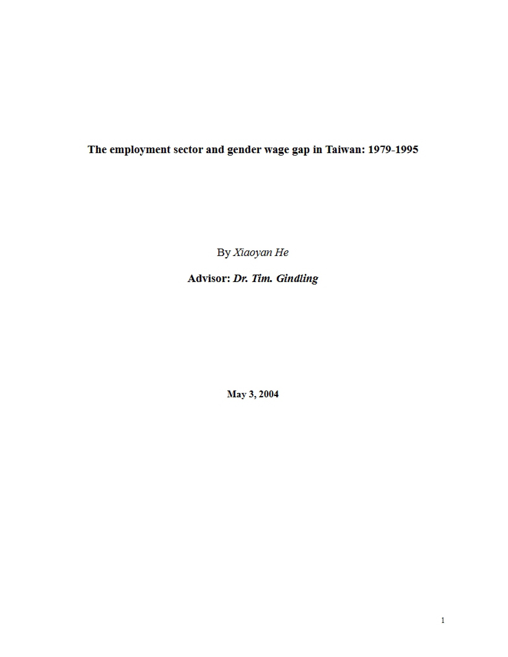 Taiwan Gender Wage Gap and Employment Sector (1979-19)