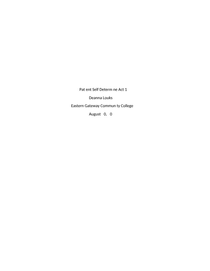 Patient Self-Determination Act - Part 1