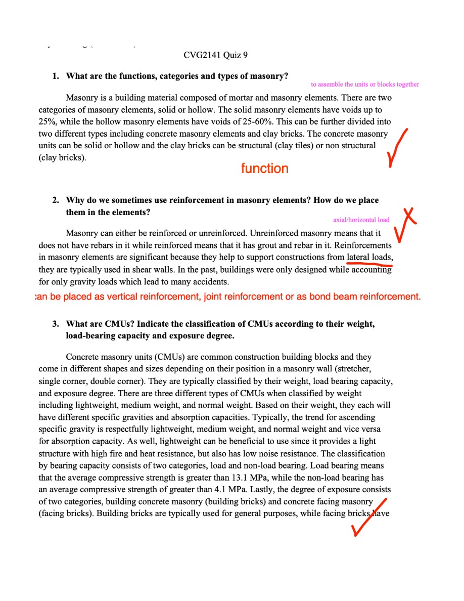 Quiz 9 for Civil Engineering Materials
