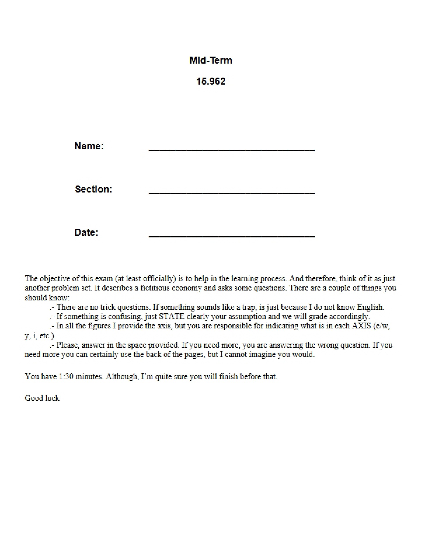 Midterm for 15.014