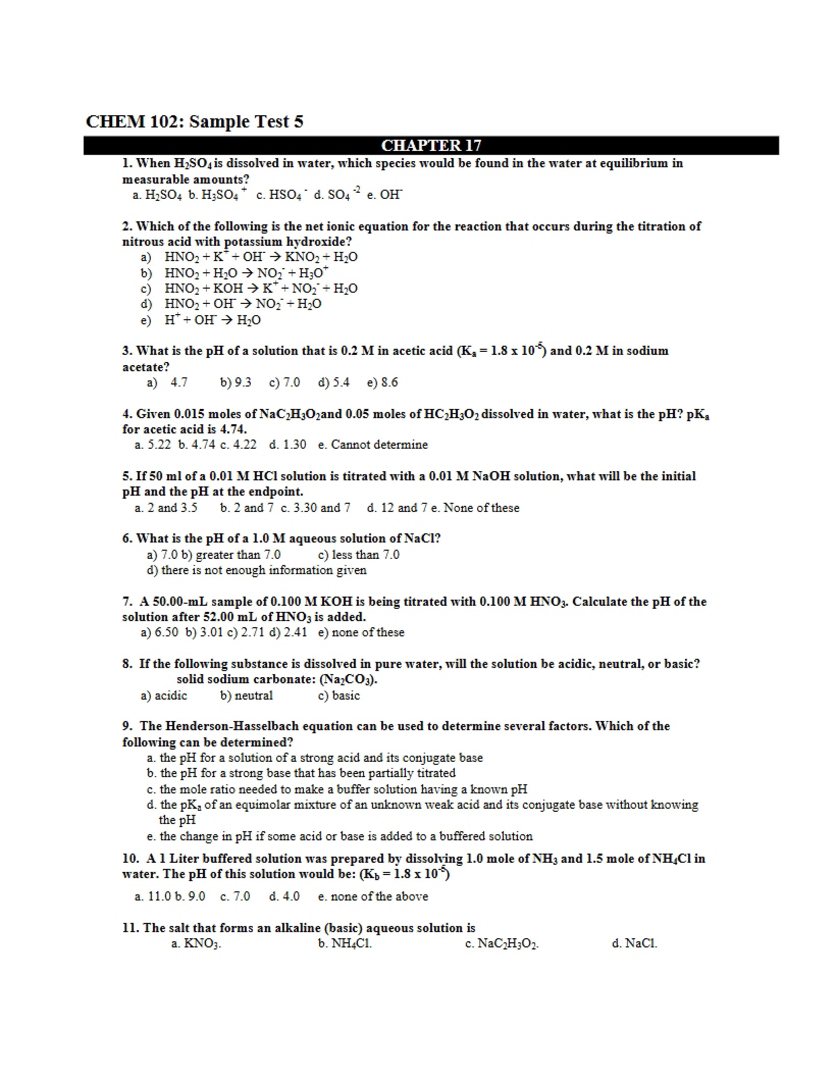 Review of Acids and Bases
