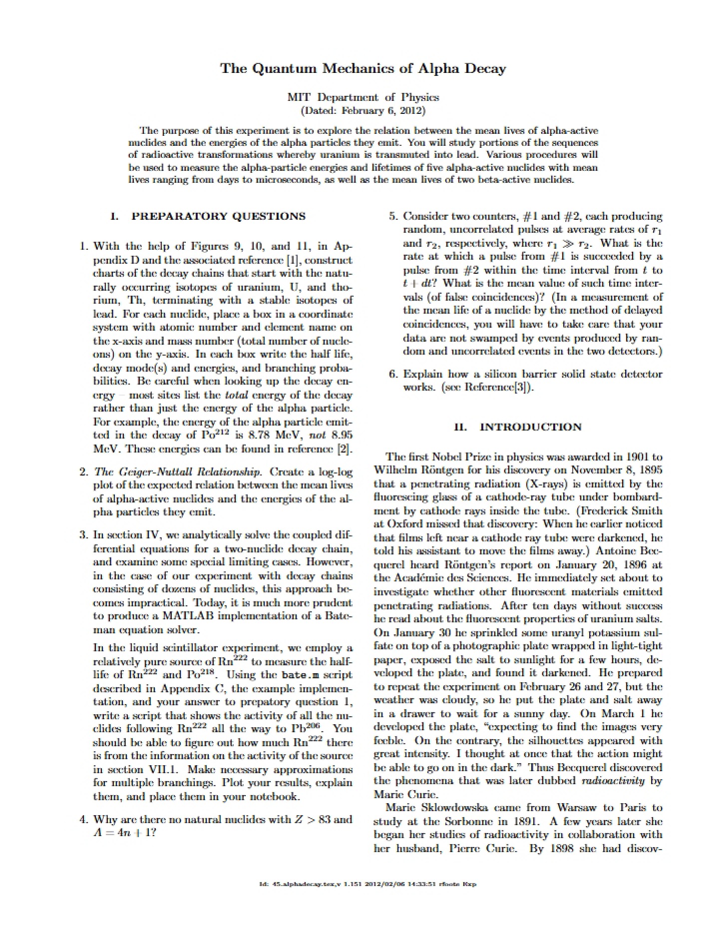 Alpha Decay Quantum Mechanics