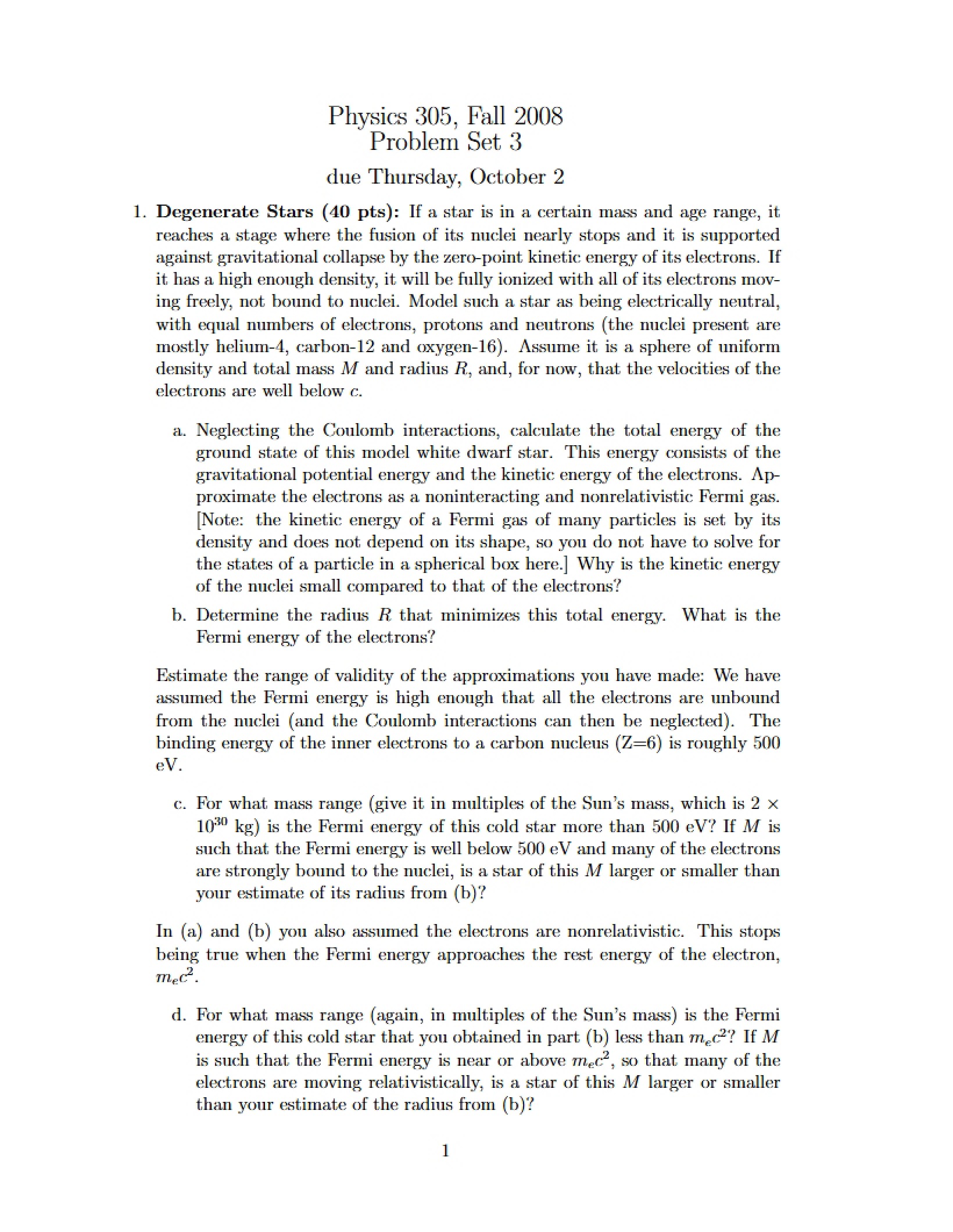 Third Set of Problems