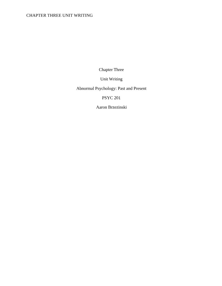 Abnormal Psychology Chapter 3