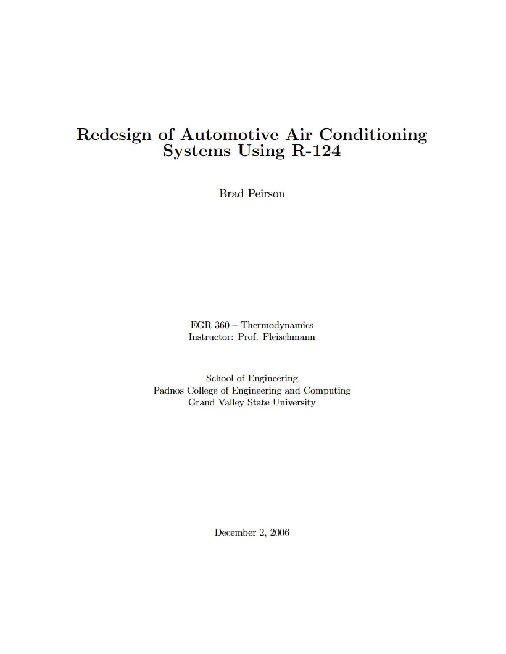 Automotive AC Redesign with R-124