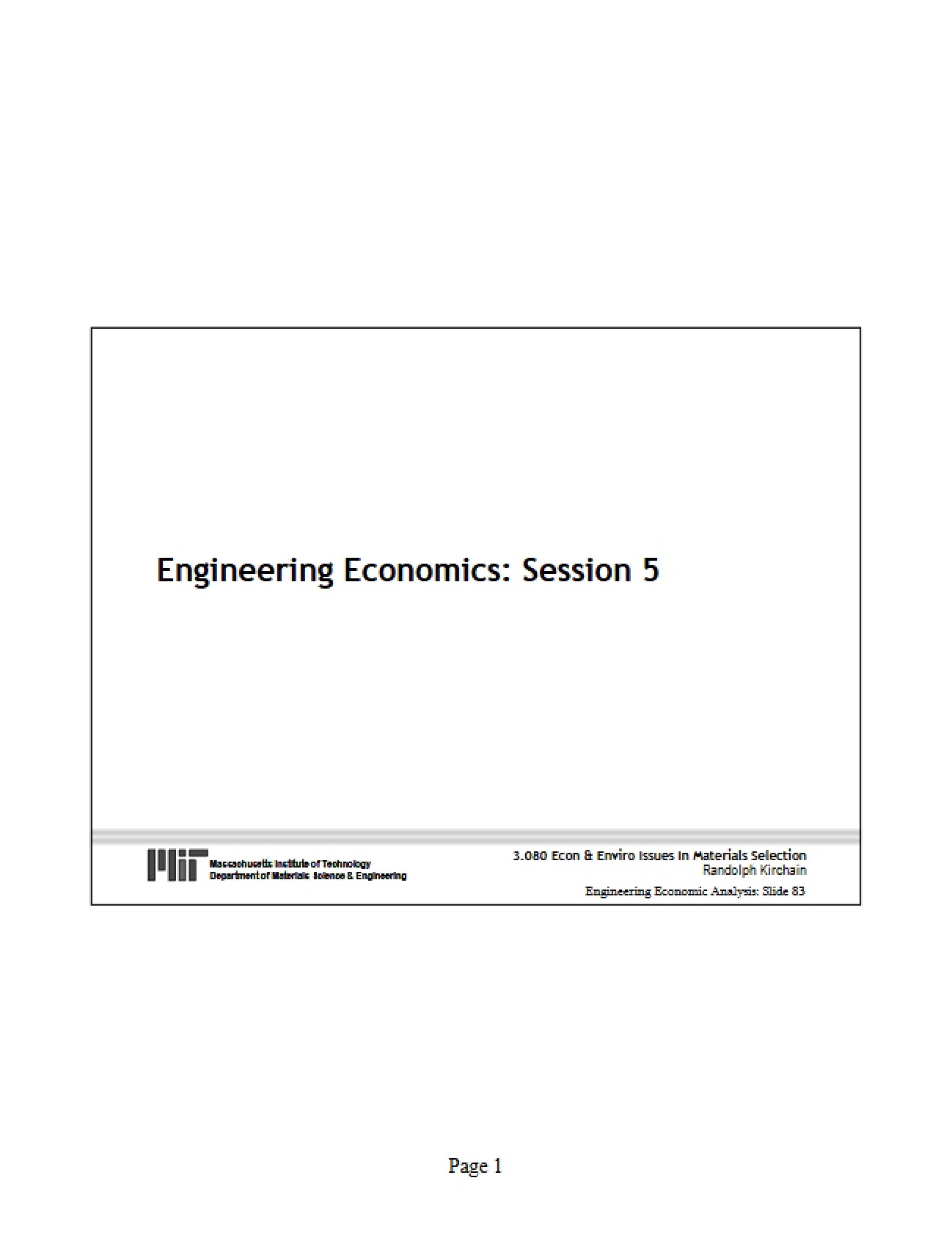 Notes: Economic and Environmental Issues