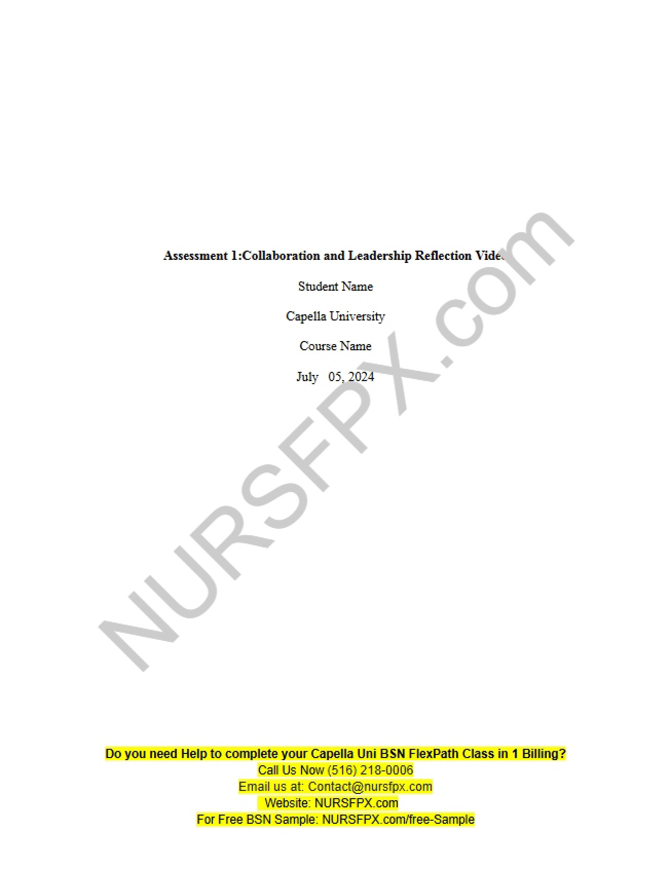 Video Reflection on Leadership and Collaboration (Assessment 1) - 4 Pages