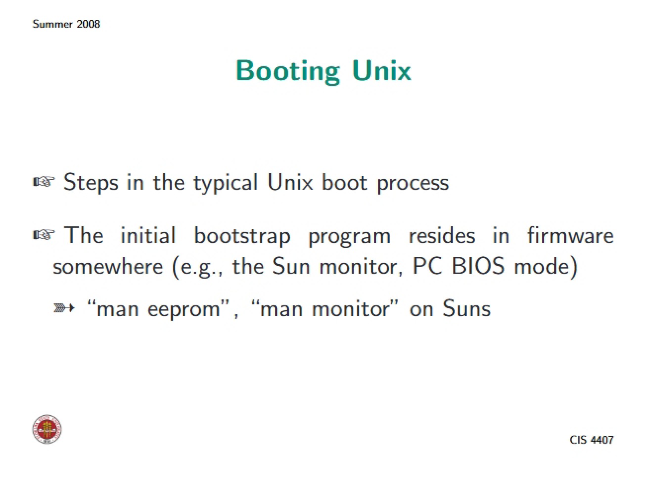 Process of Booting a Unix System