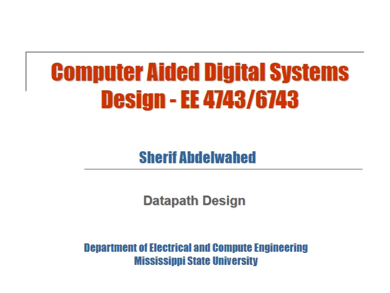 Designing Datapaths