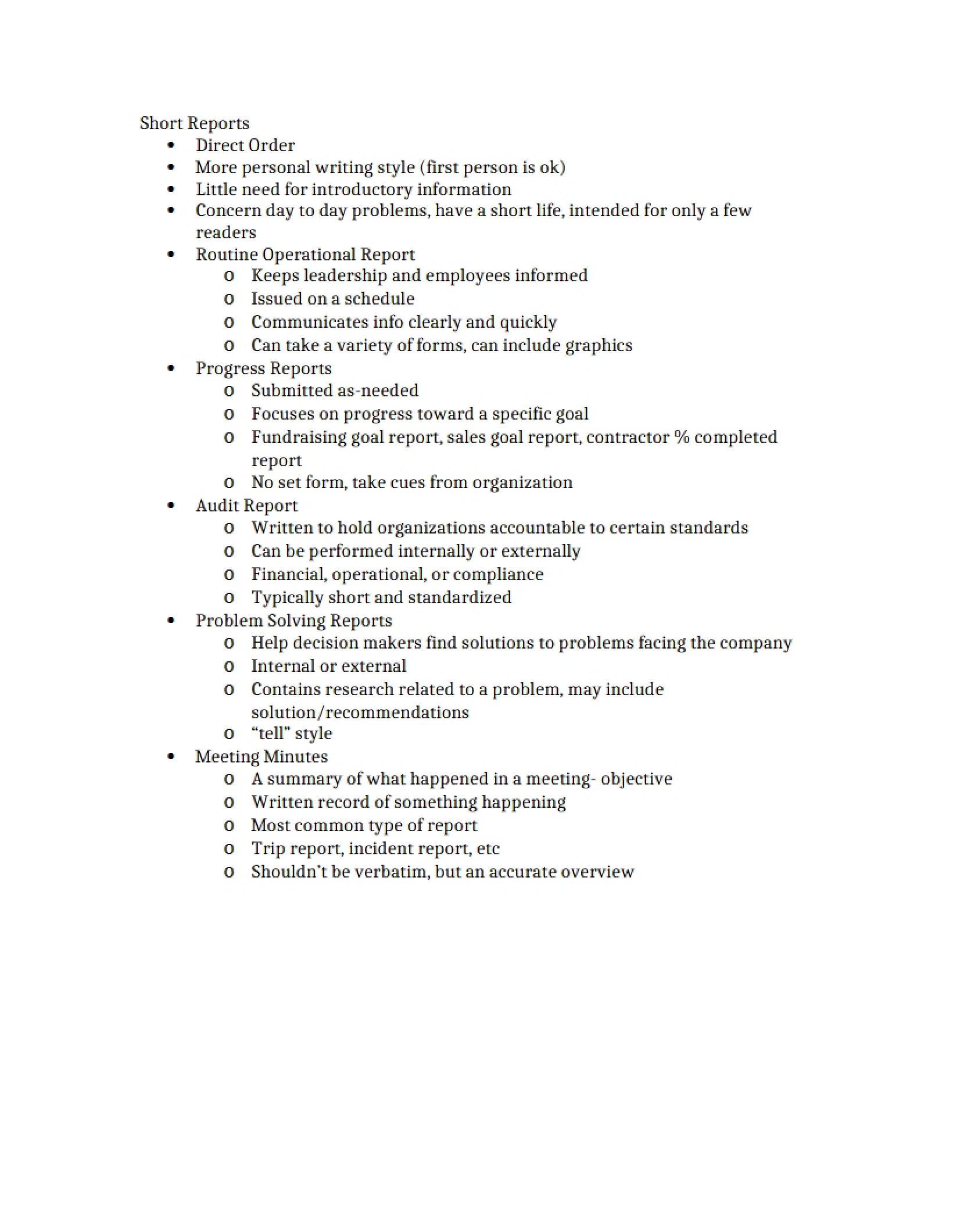 Reports (Short Form)