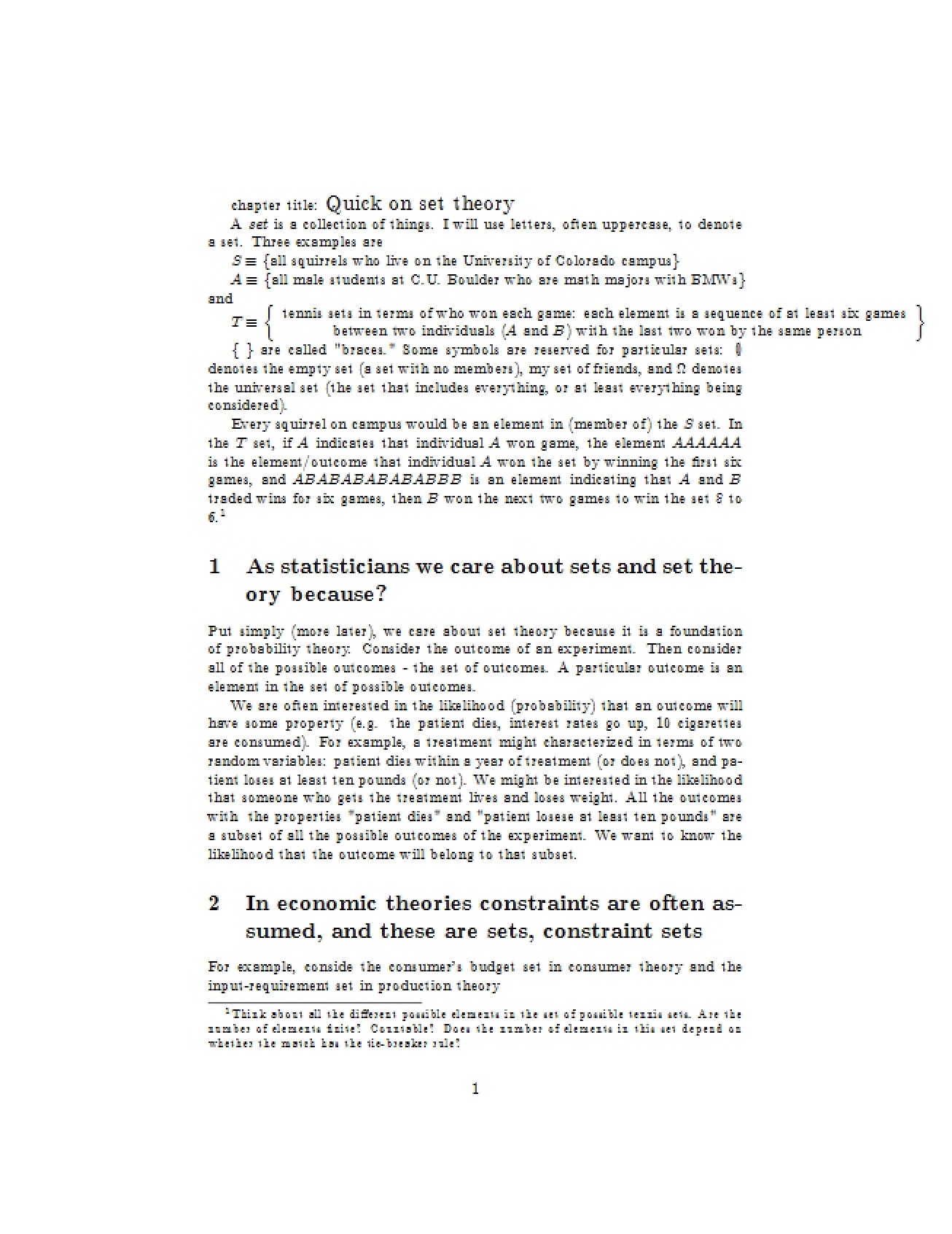 Quick Guide to Set Theory