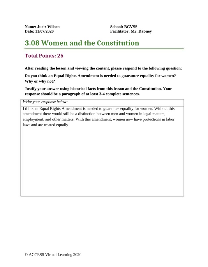 Women and the Constitution - US History 3.08