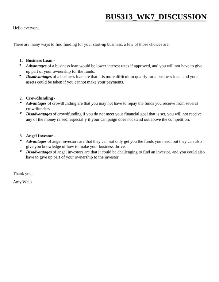 BUS313 - Week 7 Discussion
