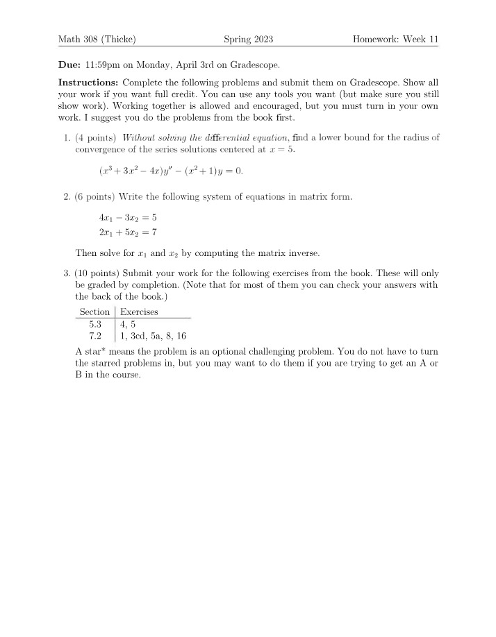 Solutions for Week 11