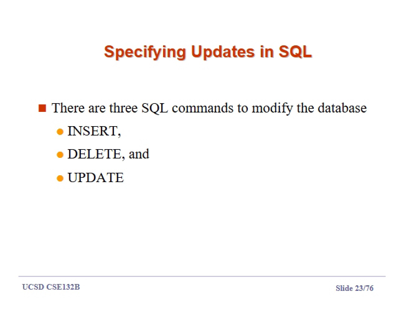 Data Modification via SQL Update Commands