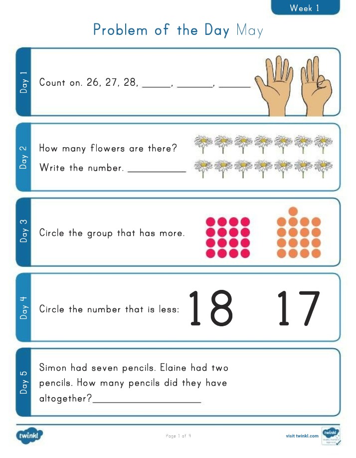 Kindergarten Math - May Problem of the Day