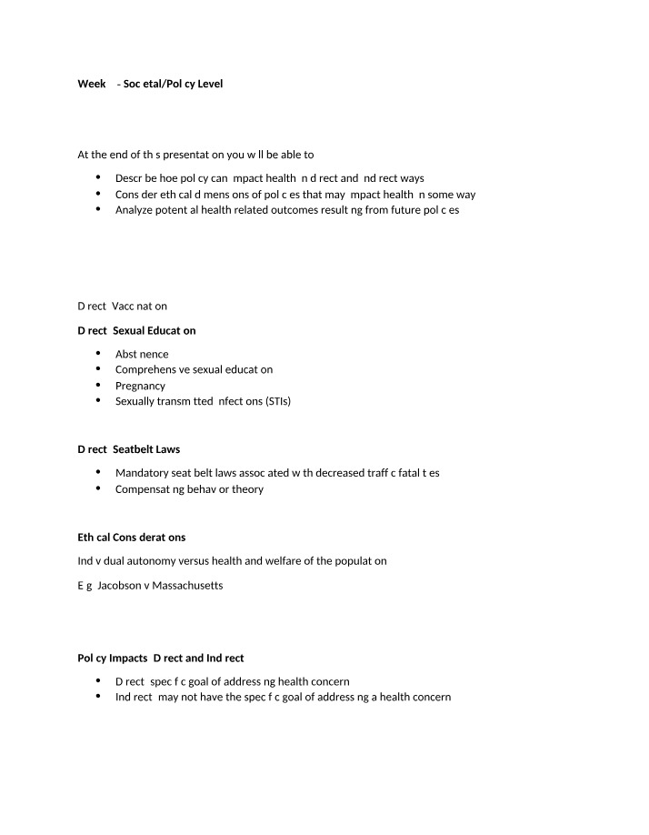 Week 9 - Societal and Policy Level