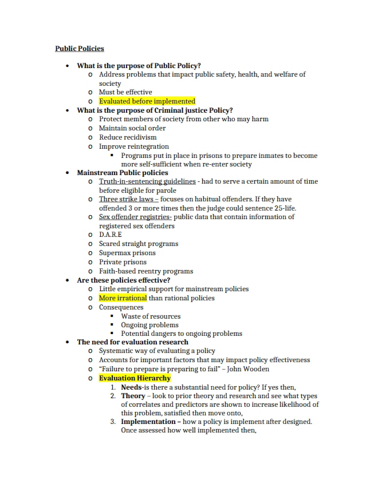 Policies for Public